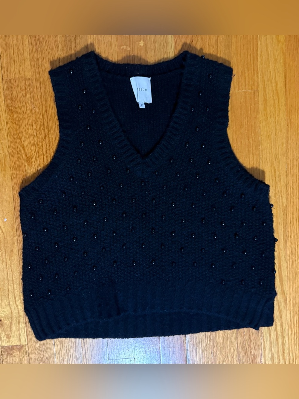 Mason Beaded Wool Blend Sweater Vest size m